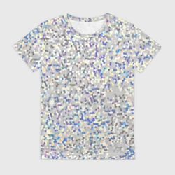 Женская футболка 3D Мелкая мозаика перламутровый серо-голубой