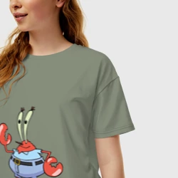 Женская футболка хлопок Oversize -Мистер Крабс- - фото 2