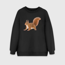 Женский свитшот oversize без начеса хлопок Белочка