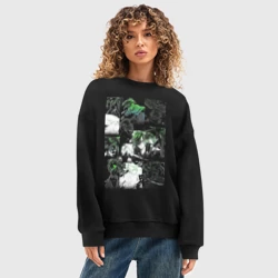 Женский свитшот oversize без начеса хлопок Дороро  - фото 2