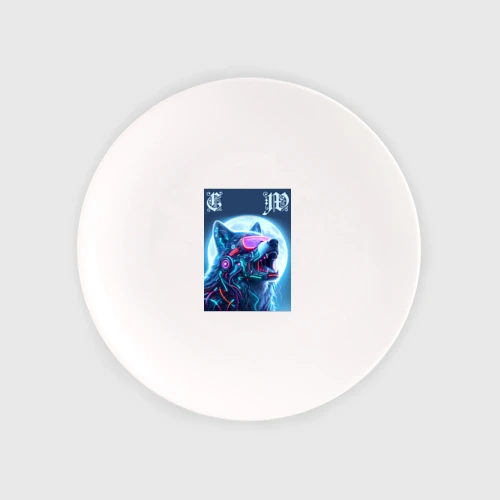 Тарелка Cyber wolf - ai art