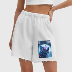 Женские шорты oversize футер хлопок Cyber wolf - ai art - фото 2
