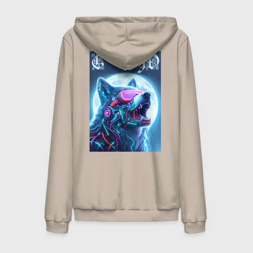 Мужская толстовка на молнии хлопок Cyber wolf - ai art