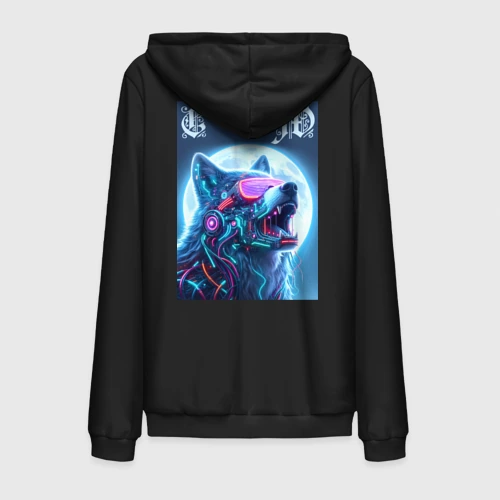 Мужская толстовка на молнии хлопок Cyber wolf - ai art
