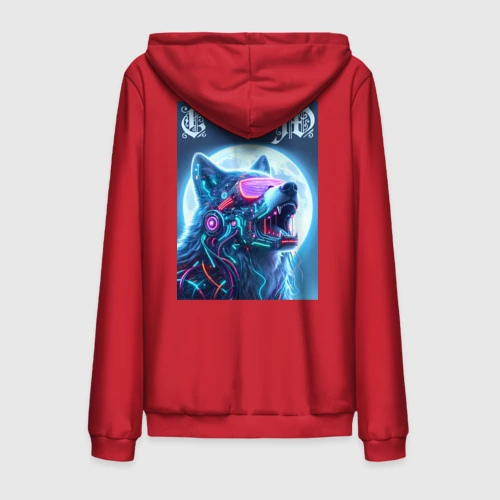Мужская толстовка на молнии хлопок Cyber wolf - ai art