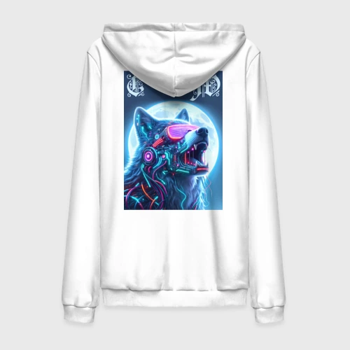Мужская толстовка на молнии хлопок Cyber wolf - ai art