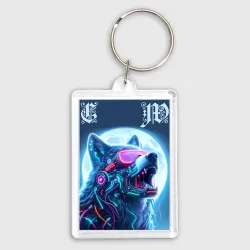 Брелок прямоугольный 35*50 Cyber wolf - ai art