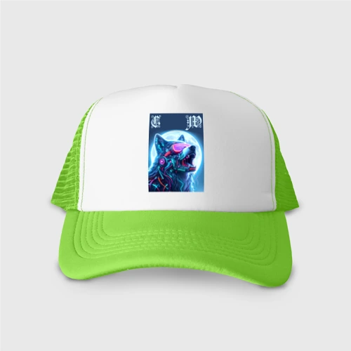Кепка тракер с сеткой Cyber wolf - ai art