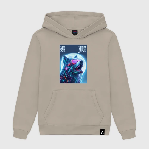 Мужская толстовка хлопок Cyber wolf - ai art