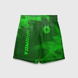 Детские спортивные шорты 3D Yamaha - green gradient вертикально
