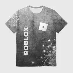 Мужская футболка 3D Roblox - grey gradient вертикально