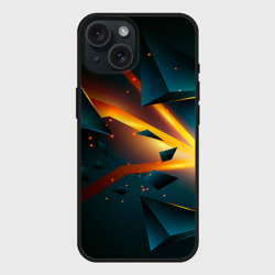 Чехол силиконовый для Apple iPhone 15 матовый Космический неоновый разлом 