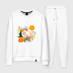 Женский костюм хлопок Мышь в лесу абстракция