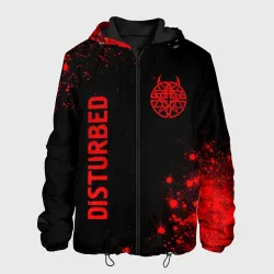 Мужская куртка 3D Disturbed - red gradient вертикально