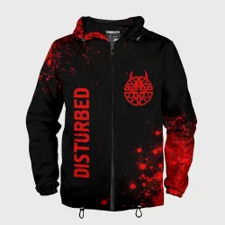 Мужская ветровка 3D Disturbed - red gradient вертикально