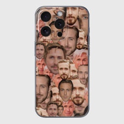 Чехол для iPhone 15 Pro силиконовый с защитой камеры Лица Райана Гослинга