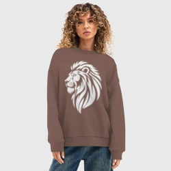 Женский свитшот oversize без начеса хлопок Могучий лев - фото 2