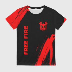 Женская футболка 3D Free Fire - red gradient вертикально