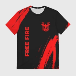 Мужская футболка 3D Free Fire - red gradient вертикально