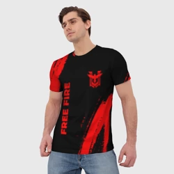 Мужская футболка 3D Free Fire - red gradient вертикально - фото 2