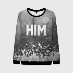 Мужской свитшот 3D HIM - grey gradient посередине