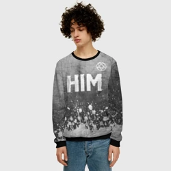 Мужской свитшот 3D HIM - grey gradient посередине - фото 2