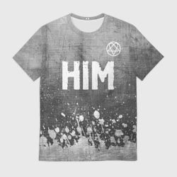 Мужская футболка 3D HIM - grey gradient посередине