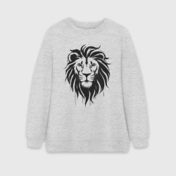 Женский свитшот oversize без начеса хлопок Лев черной краской