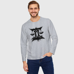 Мужской лонгслив oversize хлопок Весы черная краска - фото 2