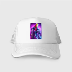 Кепка тракер с сеткой Барт Симпсон крутой скейтбордист - нейроарт фантазия