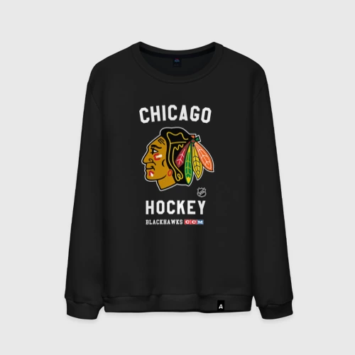 Мужской свитшот хлопок с принтом Chicago Blackhawks team NHL, вид спереди #2