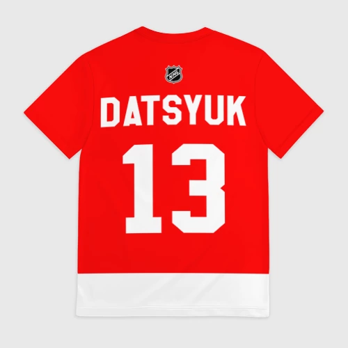 Мужская футболка 3D с принтом Дацюк Павел - Детройт Ред Уингз, вид сзади #1