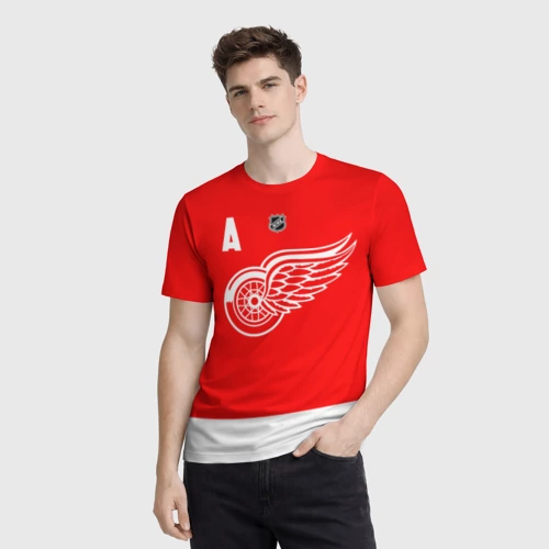 Мужская футболка 3D с принтом Дацюк Павел - Детройт Ред Уингз, фото на моделе #1