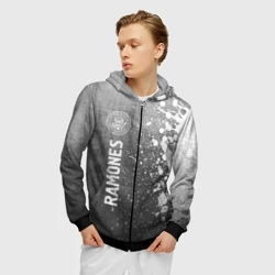 Мужская толстовка 3D на молнии Ramones - grey gradient по-вертикали - фото 2