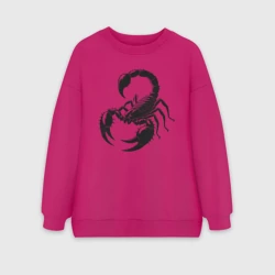 Женский свитшот oversize без начеса хлопок Скорпион шипастый