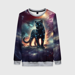 Женский свитшот 3D Звёздная космическая пантера - неоновое свечение