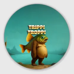Круглый коврик для мышки Trippi Troppi рыба мем