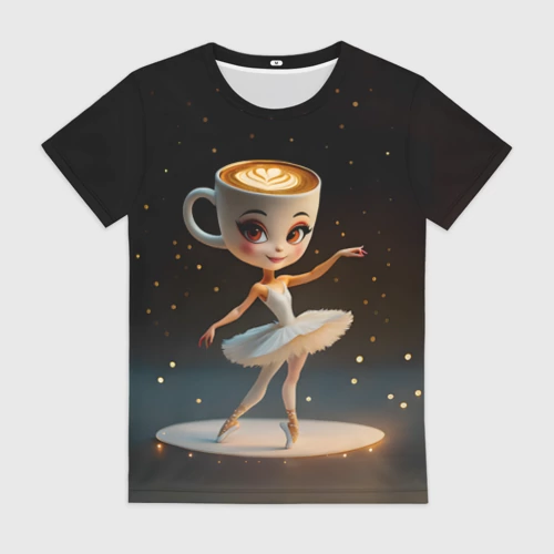 Женская футболка 3D с принтом Балерина Капучино, мем, Ballerina Cappuccina, вид спереди #2