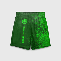 Детские спортивные шорты 3D Gears of War - green gradient по-вертикали