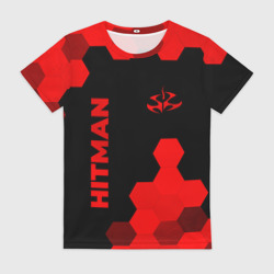 Женская футболка 3D Hitman - red gradient вертикально