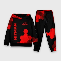 Детский костюм с толстовкой 3D Hitman - red gradient вертикально