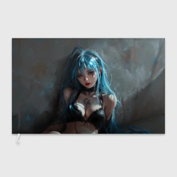 Флаг 3D Аниме девушка с синими волосами
