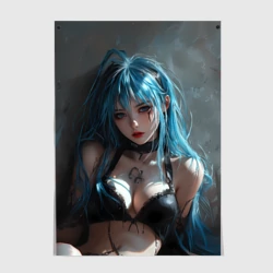 Постер Аниме девушка с синими волосами