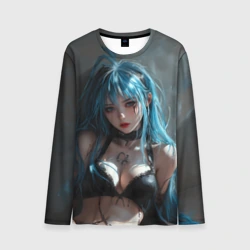 Мужской лонгслив 3D Аниме девушка с синими волосами