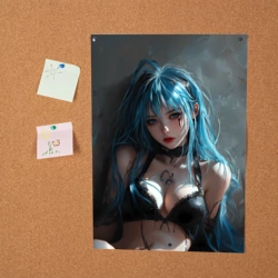 Постер Аниме девушка с синими волосами - фото 2