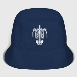 Детская панама хлопок Скелет белой краской