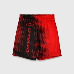 Детские спортивные шорты 3D Chevrolet - red gradient по-вертикали
