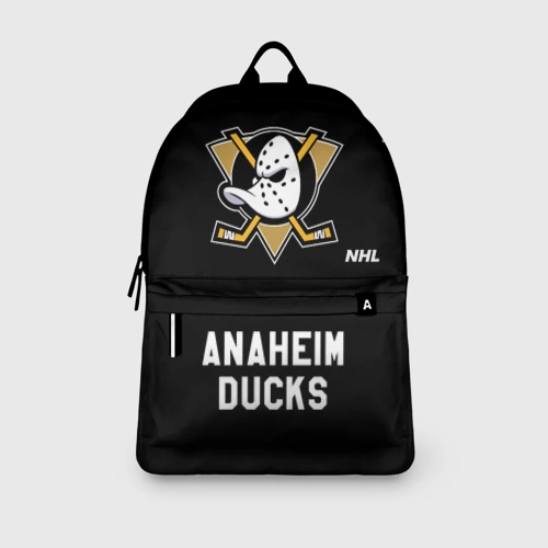Рюкзак 3D с принтом Анахайм Дакс - команда НХЛ, вид сбоку #3