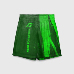Детские спортивные шорты 3D Need for Speed - green gradient по-вертикали