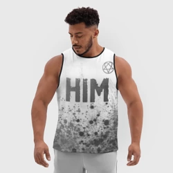 Мужская спортивная майка 3D HIM - white gradient посередине - фото 2